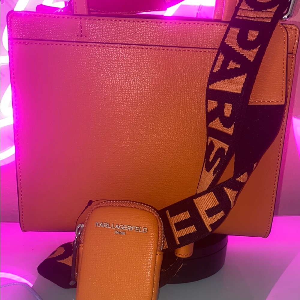 Karl Lagerfeld Orange Tote Bag with pouch 🧡 - NWT - Picture 6 of 13
